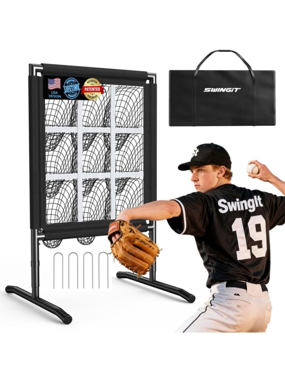 Upgraded 9 Hole Baseball Pitching Net with Strike Zone, Professional 9 Pocket So - Picture 7 of 7